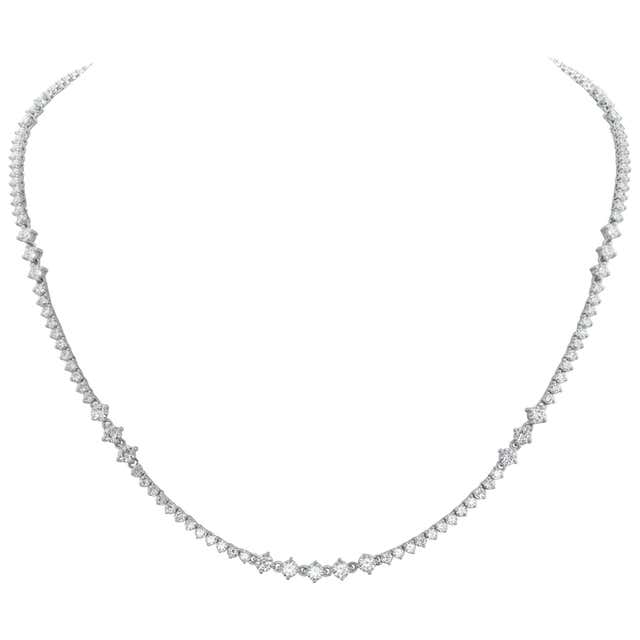 Andreoli Diamond Baguette Marquise Brilliant Flower Line Necklace 18 ...
