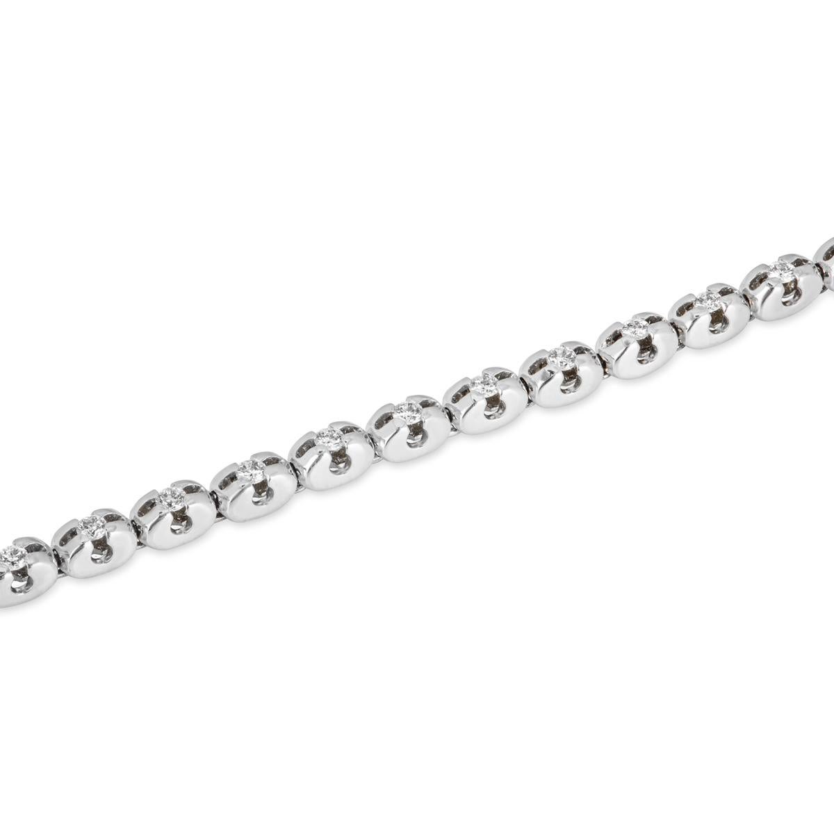 Round Cut White Gold Diamond Link Bracelet 0.90ct For Sale