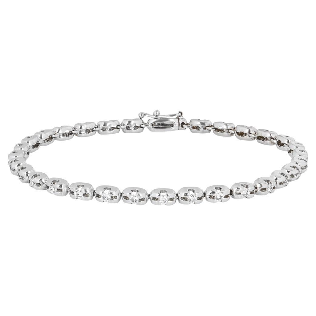 White Gold Diamond Link Bracelet 0.90ct For Sale