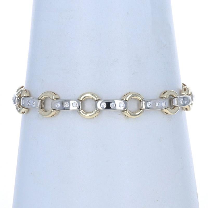 Round Cut White Gold Diamond Link Bracelet 7 1/2