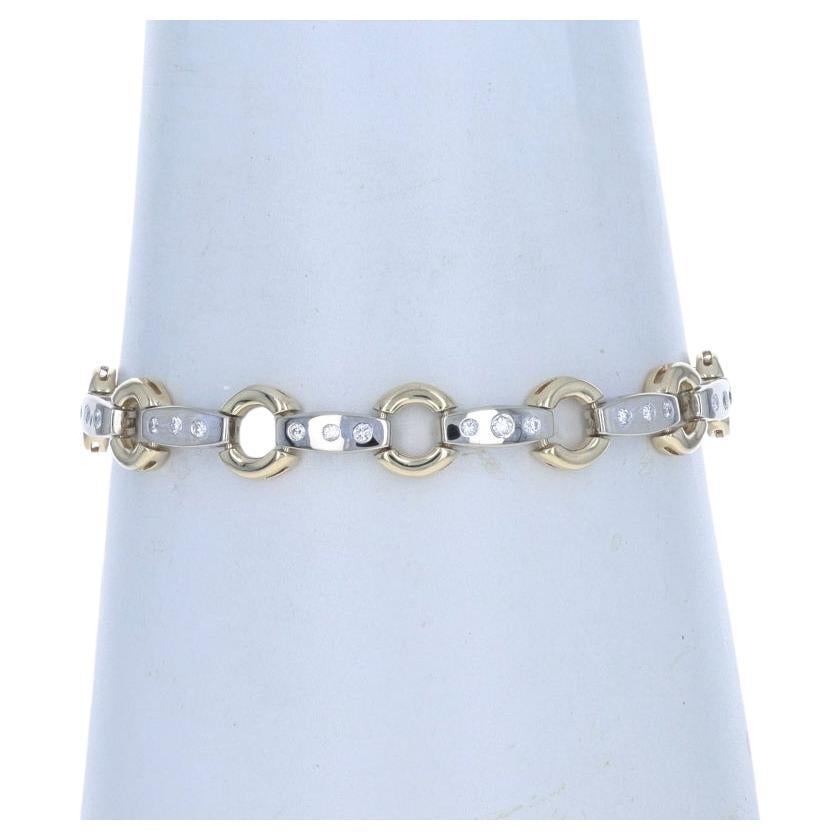 White Gold Diamond Link Bracelet 7 1/2" - 14k Round Brilliant .90ctw