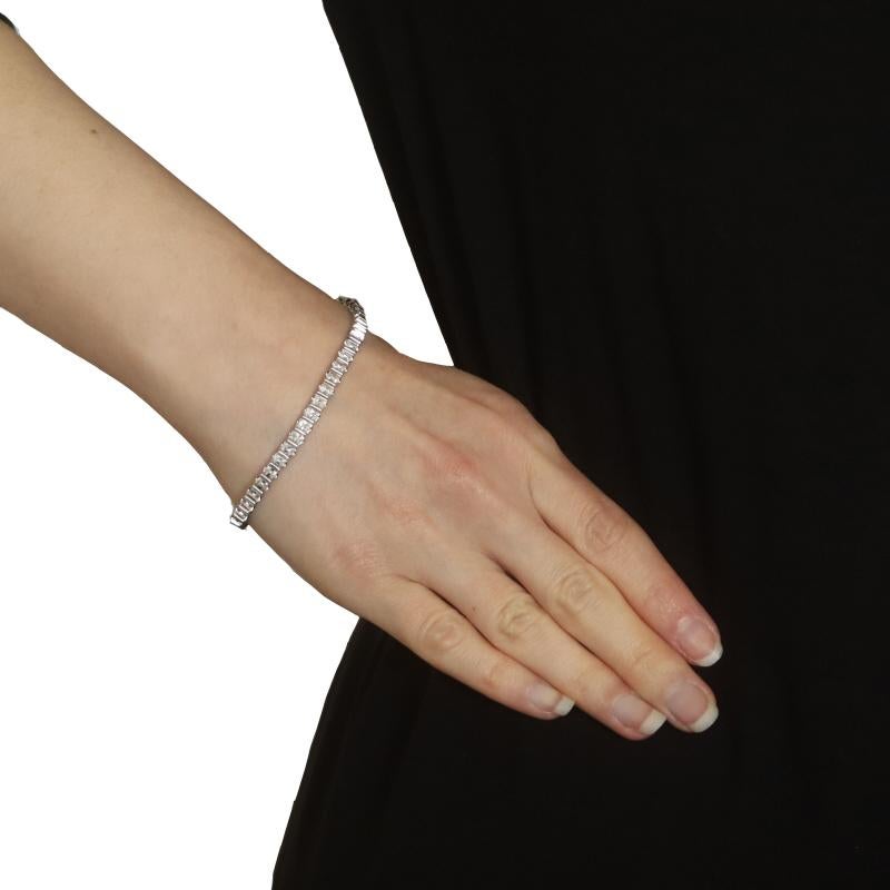 Round Cut White Gold Diamond Link Bracelet 7 1/4