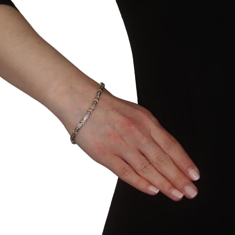 Single Cut White Gold Diamond Link Bracelet 7 1/4