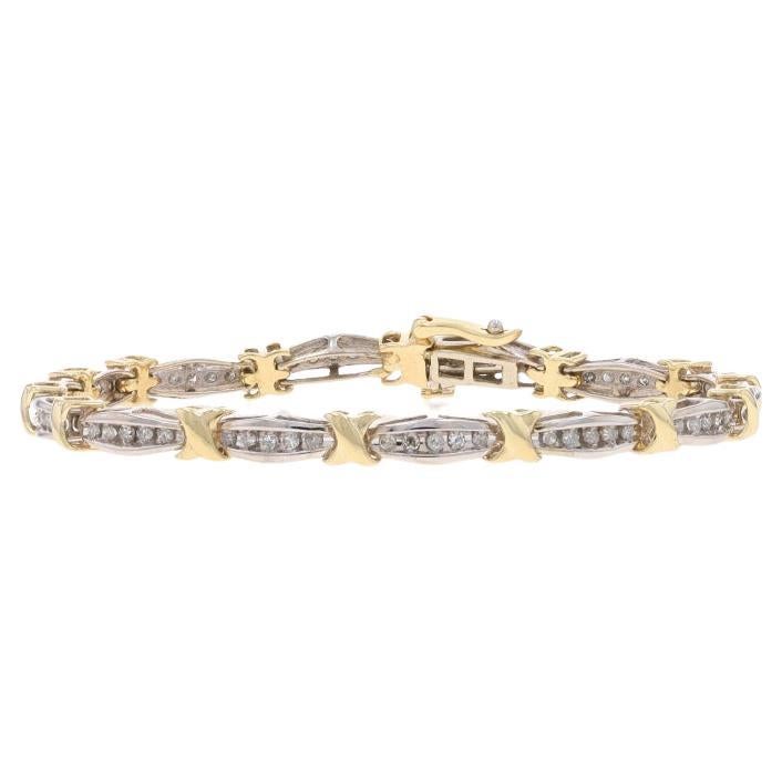 White Gold Diamond Link Bracelet 7 1/4" - 10k Single 1.00ctw For Sale