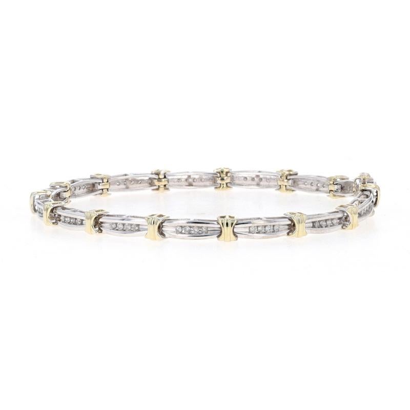 Taille simple Bracelet à maillons en or blanc avec diamants - 10k Single Cut .50ctw en vente