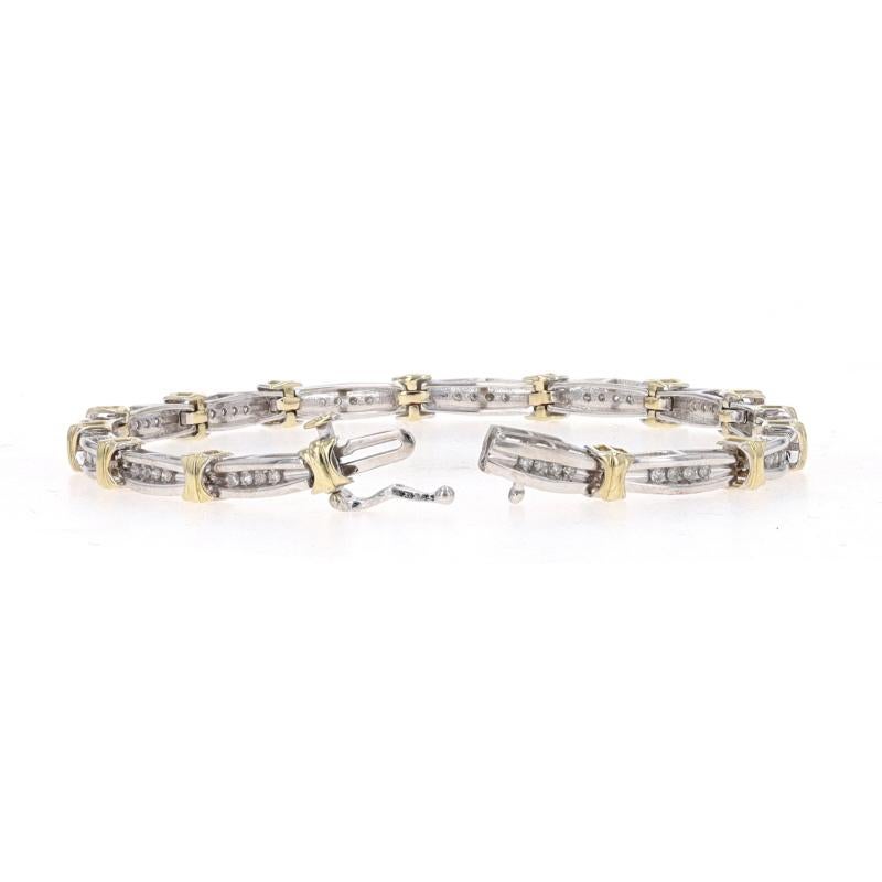Bracelet à maillons en or blanc avec diamants - 10k Single Cut .50ctw Pour femmes en vente