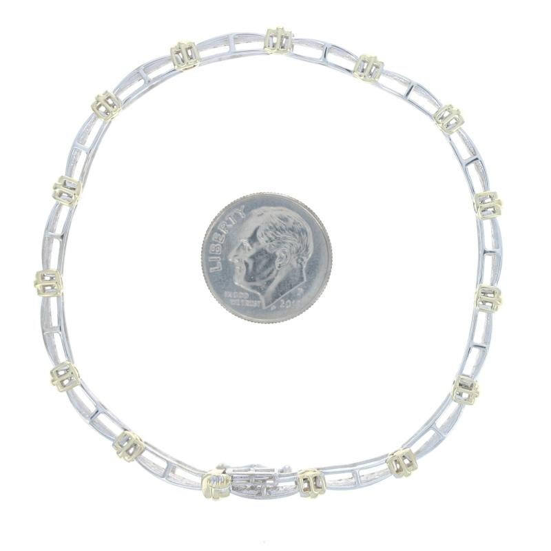Bracelet à maillons en or blanc avec diamants - 10k Single Cut .50ctw en vente 1