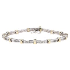 Bracelet à maillons en or blanc avec diamants - 10k Single Cut .50ctw