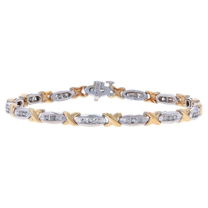 A Link Bracelet en or blanc 7 1/4" -14k Round Brilliant 1.00ctw Channel Set