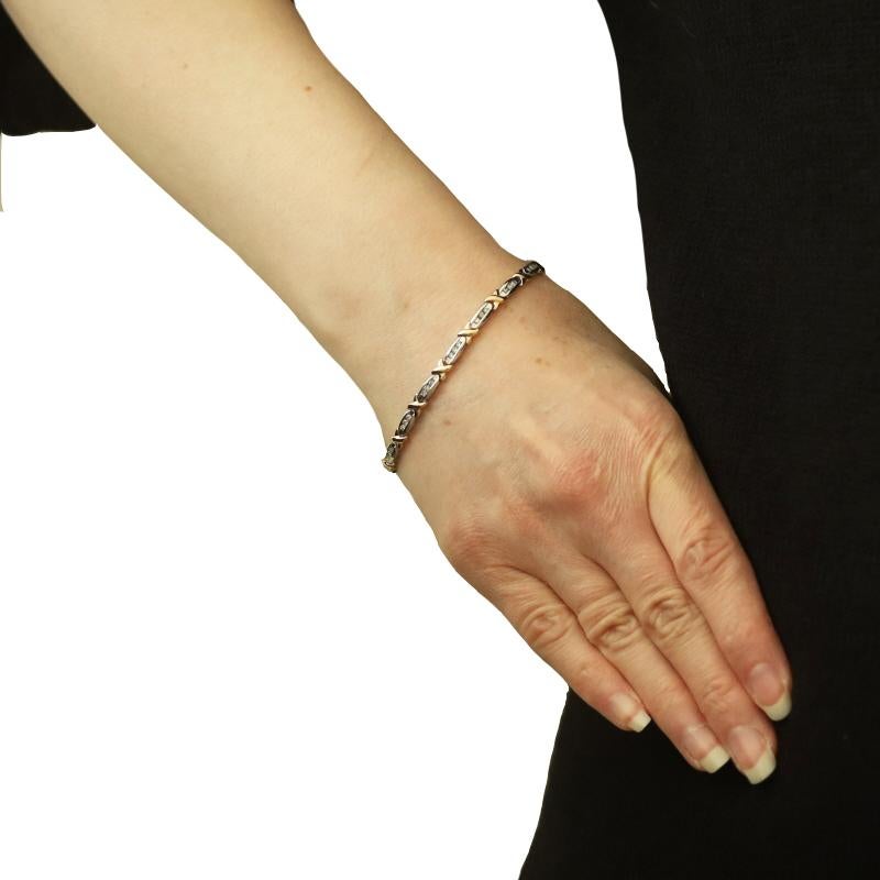 Taille baguette White Gold Diamond Link Bracelet 7