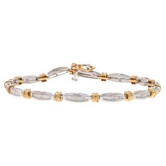 White Gold Diamond Link Bracelet 7" - 10k Baguette 1.00ctw