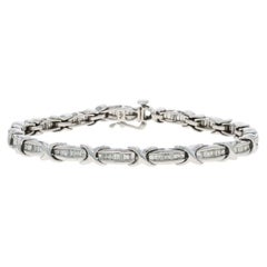 Bracelet en or blanc avec diamant Link 7" - 10k Baguette 1.00ctw