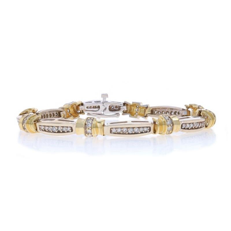 Contenu en métal : Or blanc 14k et or jaune 14k

Informations sur les pierres

Diamants naturels
Carat(s) : 1.00ctw
Coupe : Brillant rond
Couleur : H - I
Clarté : SI2 - I1

Total des carats : 1.00ctw

Style : Lien
Type de fermeture : Fermoir à