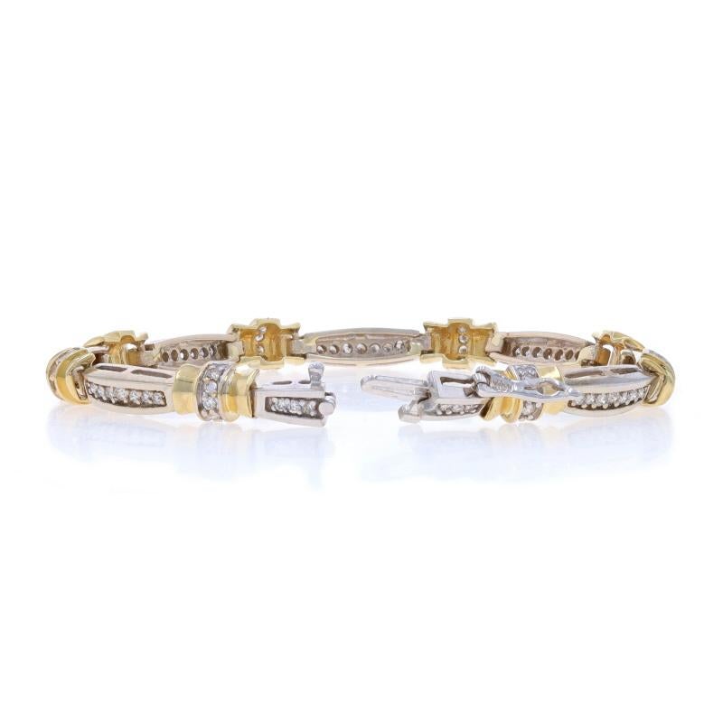 Bracelet Link en or blanc avec diamant - 14k Round Brilliant 1.00ctw Excellent état - En vente à Greensboro, NC
