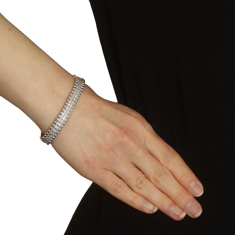 Taille ronde Bracelet Link en or blanc avec diamant - 14k Round Brilliant 3.00ctw en vente