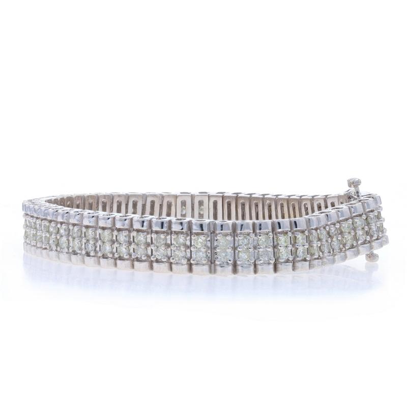 Bracelet Link en or blanc avec diamant - 14k Round Brilliant 3.00ctw Excellent état - En vente à Greensboro, NC