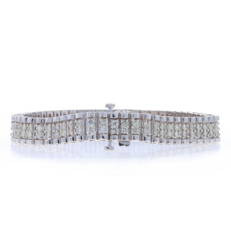Bracelet Link en or blanc avec diamant - 14k Round Brilliant 3.00ctw Pour femmes en vente