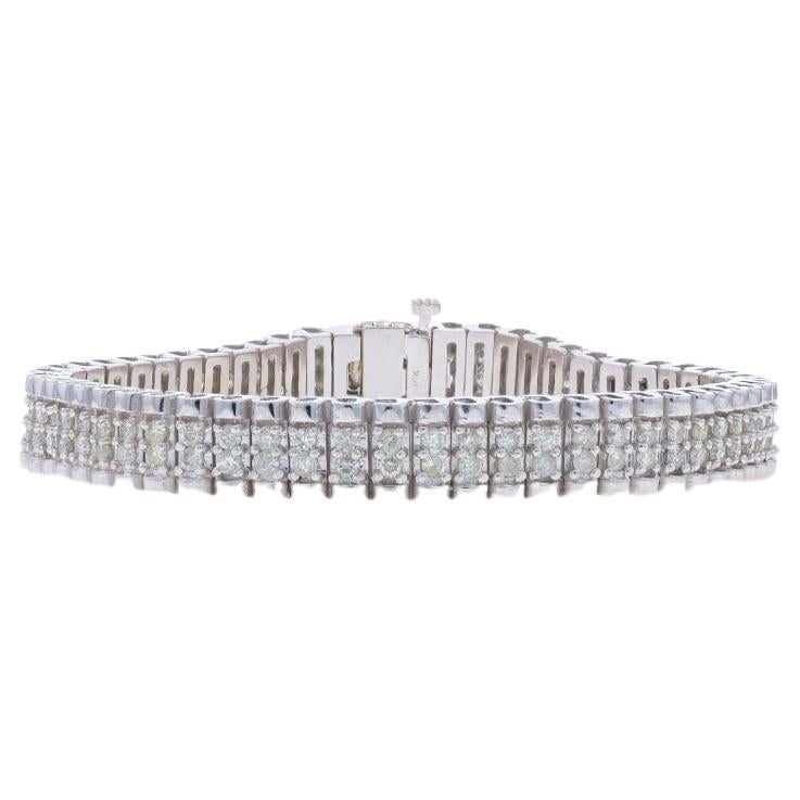 White Gold Diamond Link Bracelet 7" - 14k Round Brilliant 3.00ctw