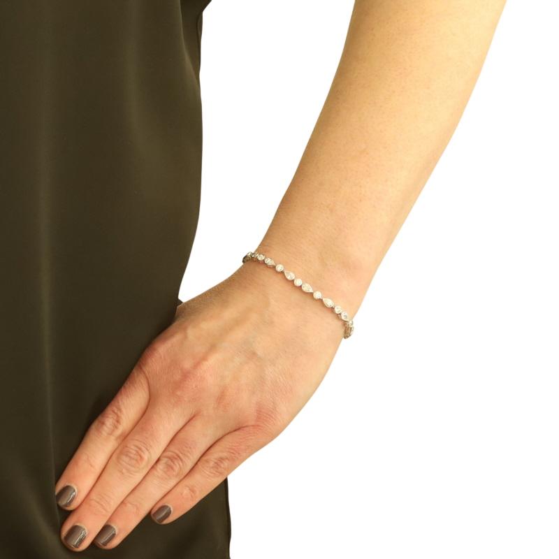 Taille ronde Bracelet lien en or blanc avec diamant 7