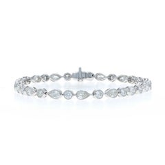 Bracciale con diamanti in oro bianco da 7" - 14k Brillante rotondo e pera 5,00