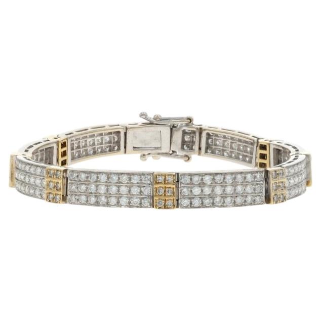 Bracciale A Link in oro bianco con diamanti da 7" - 18 carati, brillante rotondo da 4,00 ct.