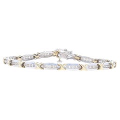 White Gold Diamond Link Bracelet 7 3/4" - 10k Round 1.12ctw Xs Channel Set