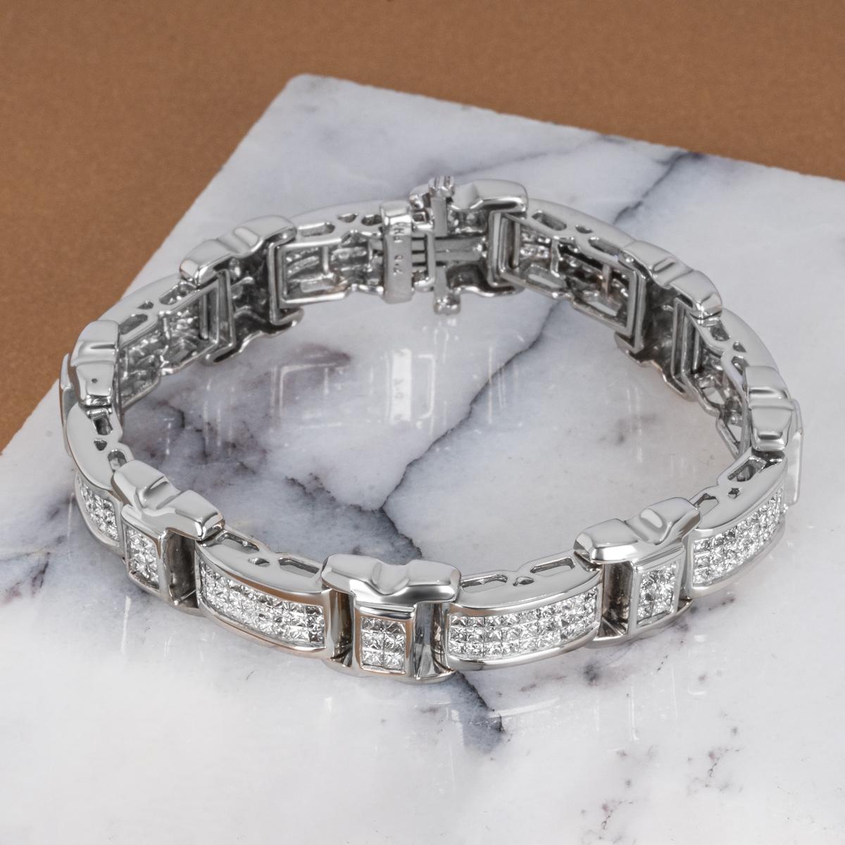 Gliederarmband aus Weißgold mit Diamanten 7,00 Karat TDW Damen