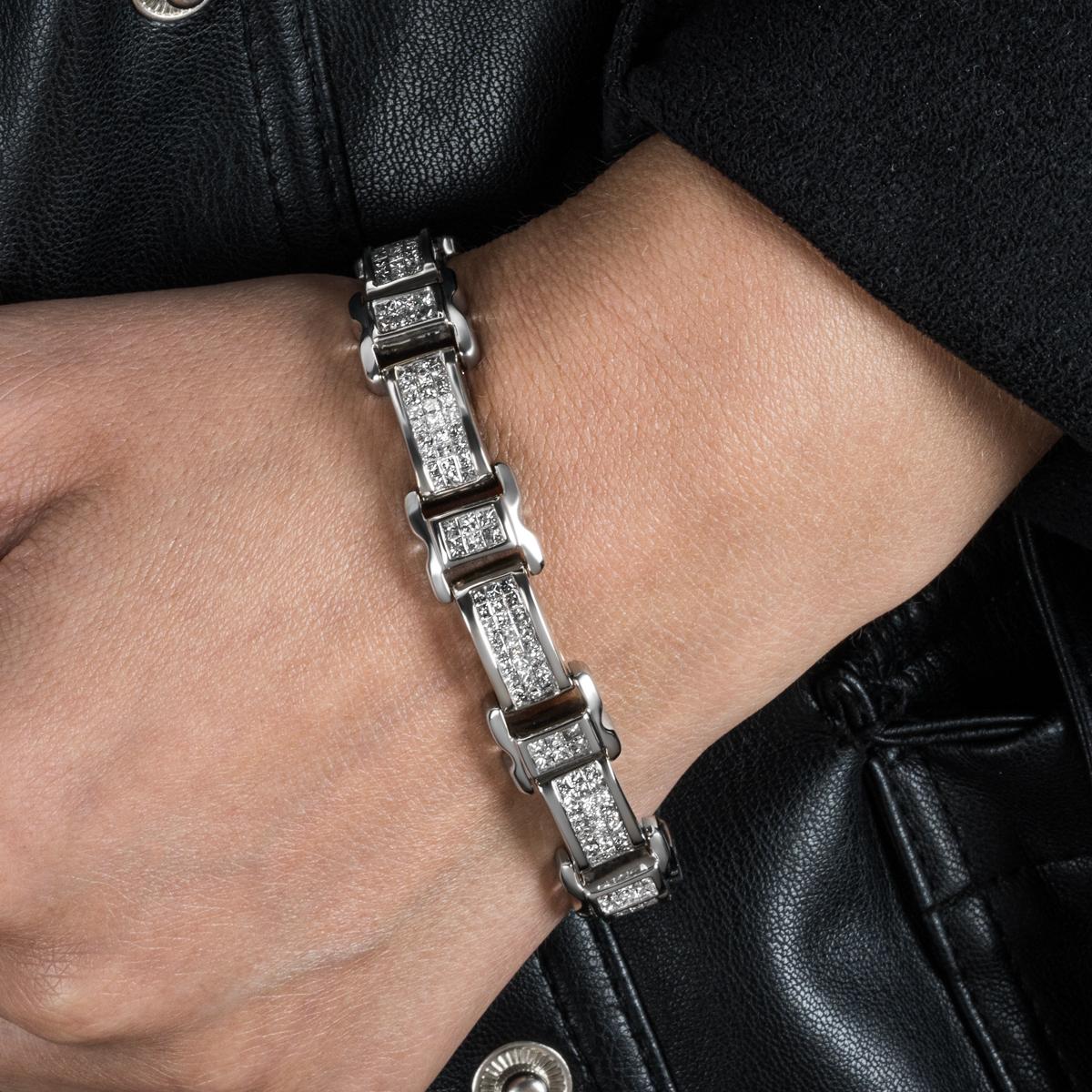 Gliederarmband aus Weißgold mit Diamanten 7,00 Karat TDW 1