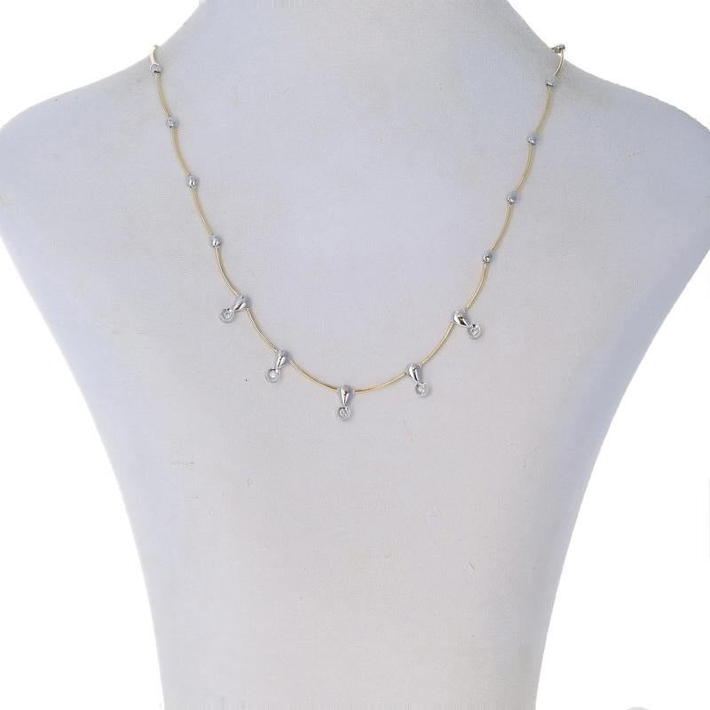 Taille ronde Collier à maillons en or blanc avec diamants 15 1/4