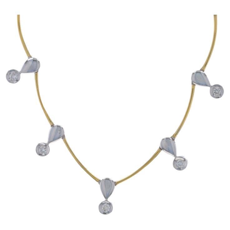 White Gold Diamond Link Necklace 15 1/4" - 14k 18k Round Brilliant .20ctw