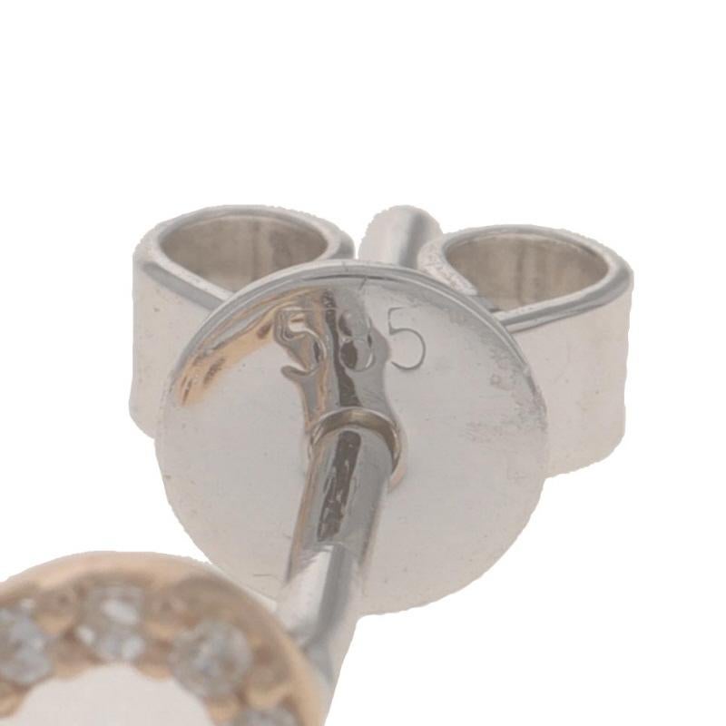 De las mujeres Pendientes Colgantes de Oro Blanco con Cadena de Lazos de Diamantes - 14k Talla Única .32ctw Perforados