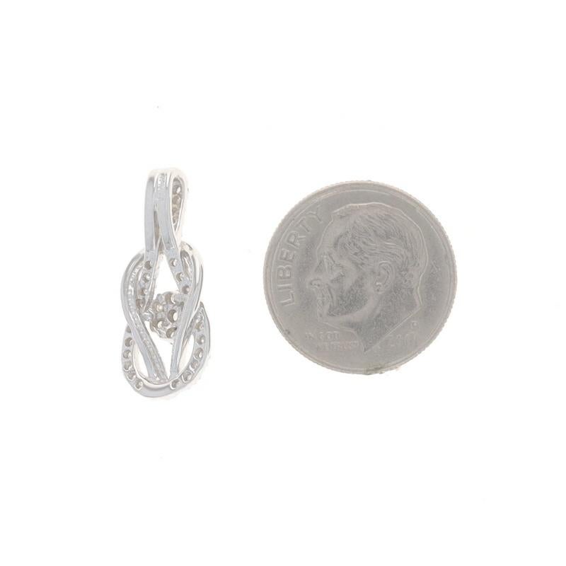 Pendentif nœud d'amour en or blanc - 10k Single Cut .25ctw Excellent état - En vente à Greensboro, NC