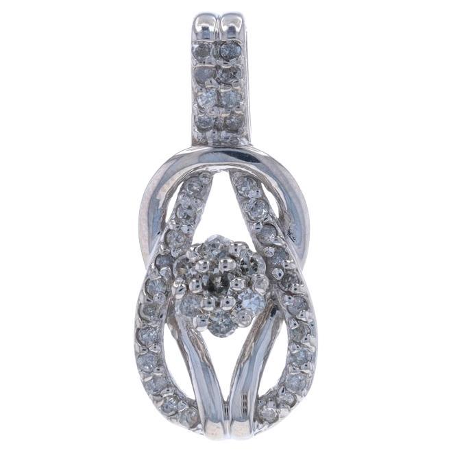 White Gold Diamond Love Knot Pendant - 10k Single Cut .25ctw