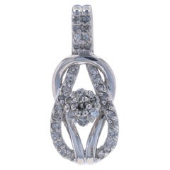 White Gold Diamond Love Knot Pendant - 10k Single Cut .25ctw
