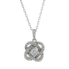 White Gold Diamond Love Knot Pendant Necklace - 10k Round .50ctw Adjustable