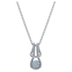 White Gold Diamond Love Knot Solitaire Pendant Necklace 19" - 14k Round .25ctw
