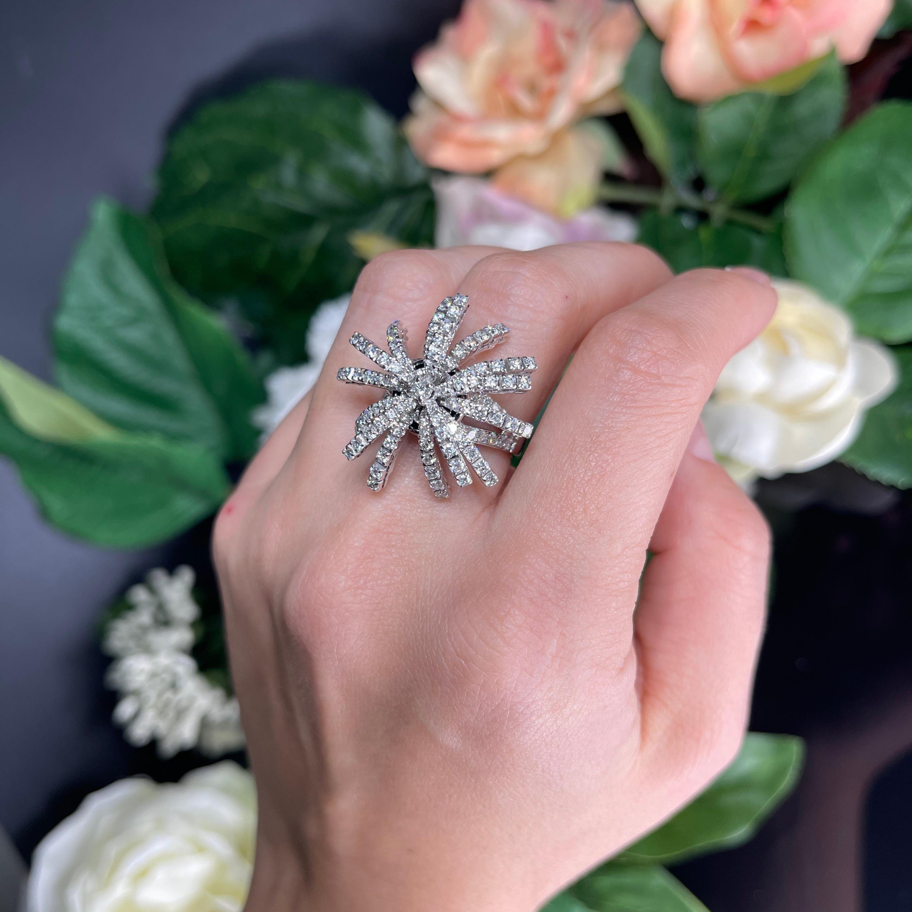 White Gold Diamond Magic Starburst Ring For Sale 2