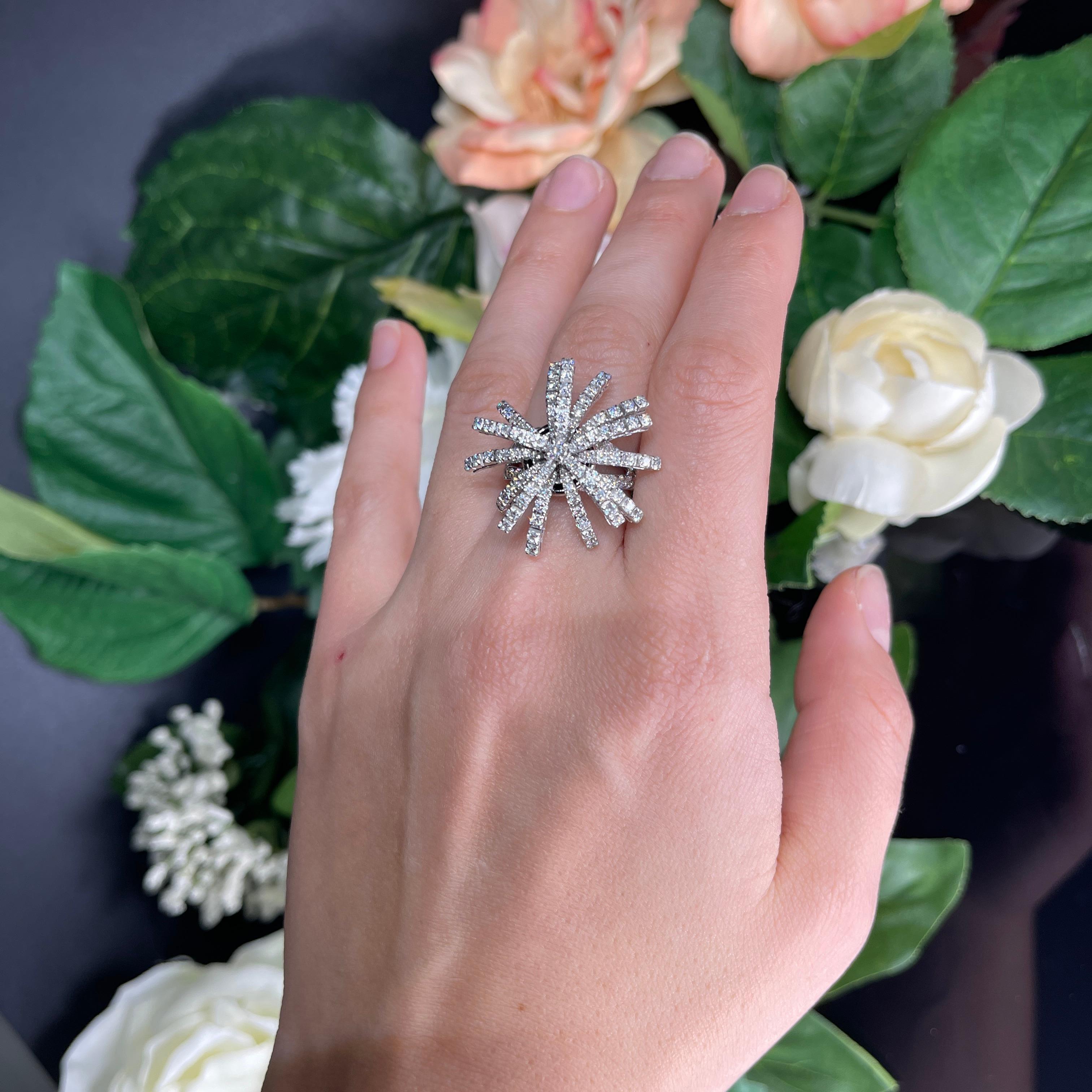 White Gold Diamond Magic Starburst Ring For Sale 3