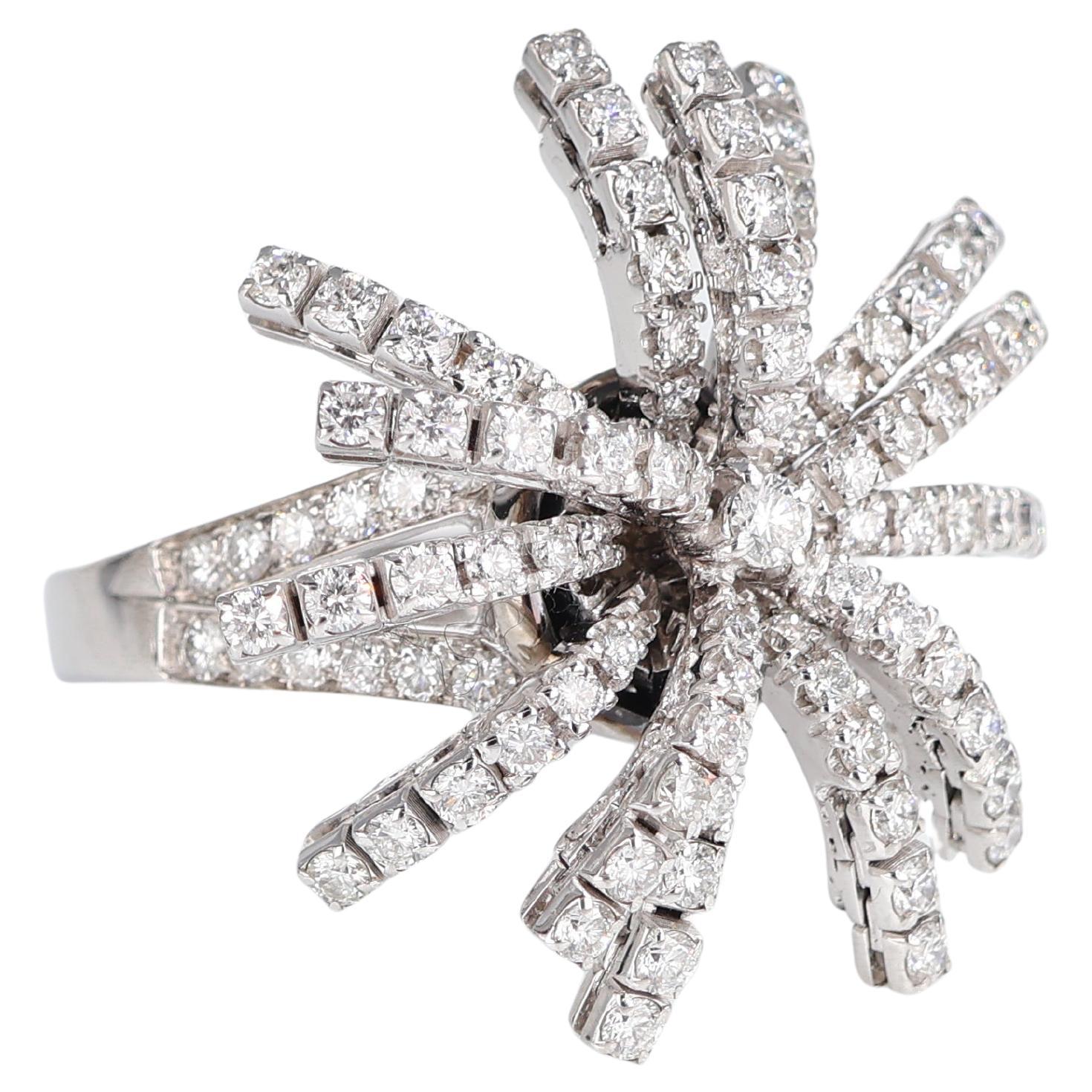 White Gold Diamond Magic Starburst Ring For Sale