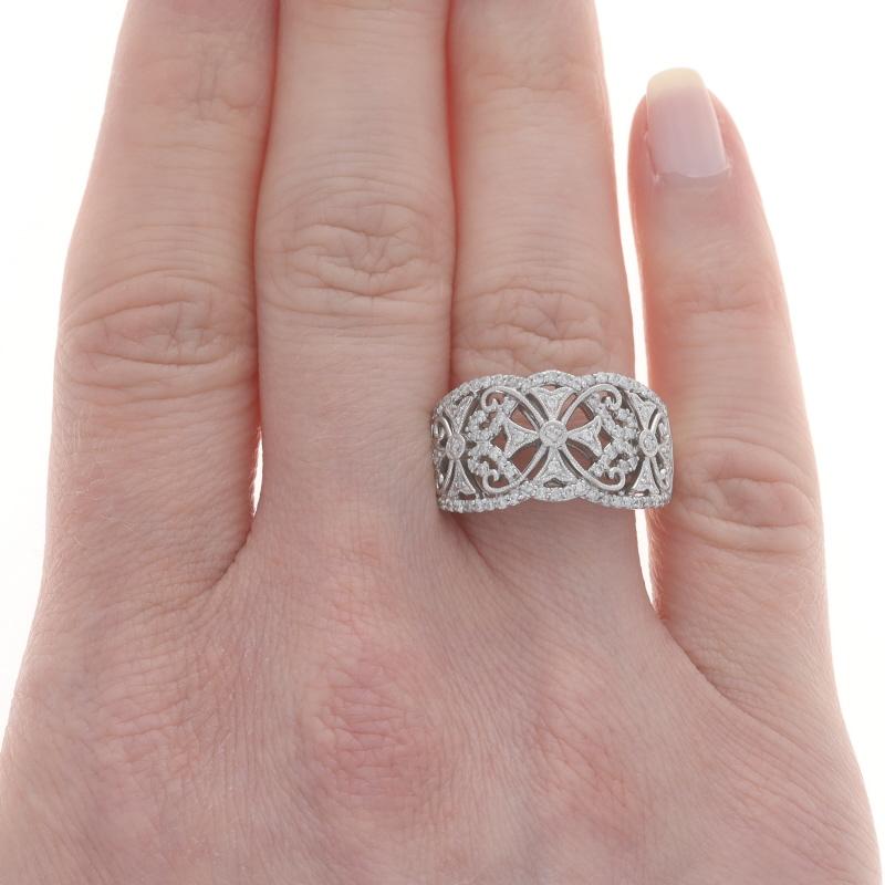 Round Cut White Gold Diamond Maltese Cross Cocktail Band 10k Rnd .50ctw Faith Cluster Ring For Sale