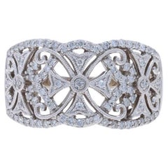Weißgold Diamant Malteser Kreuz Cocktail-Ring 10k Rnd .50ctw Faith Cluster-Ring