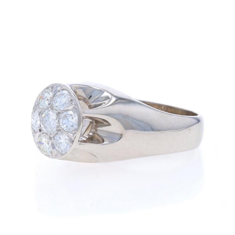 White Gold Diamond Men's Ring - 14k Round Brilliant 1.53ctw Cluster In Excellent Condition For Sale In Greensboro, NC