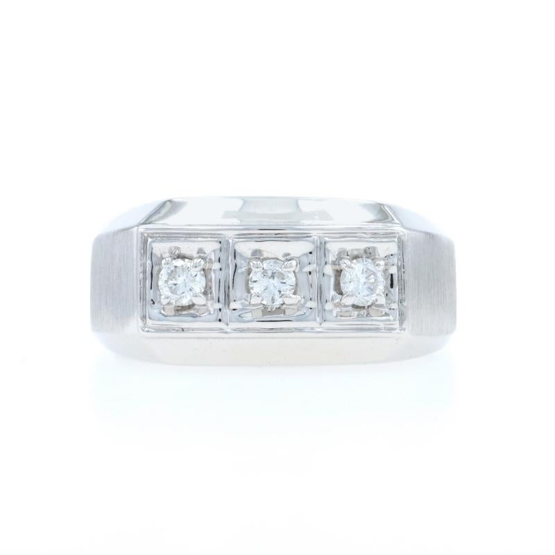 Size: 9 1/2
Sizing Fee: Up 2 sizes for $60 or Down 1/2 a size for $40

Metal Content: 14k White Gold

Stone Information

Natural Diamonds
Carat(s): .24ctw
Cut: Round Brilliant
Color: G - H
Clarity: I1 - I2

Total Carats: .24ctw

Style: