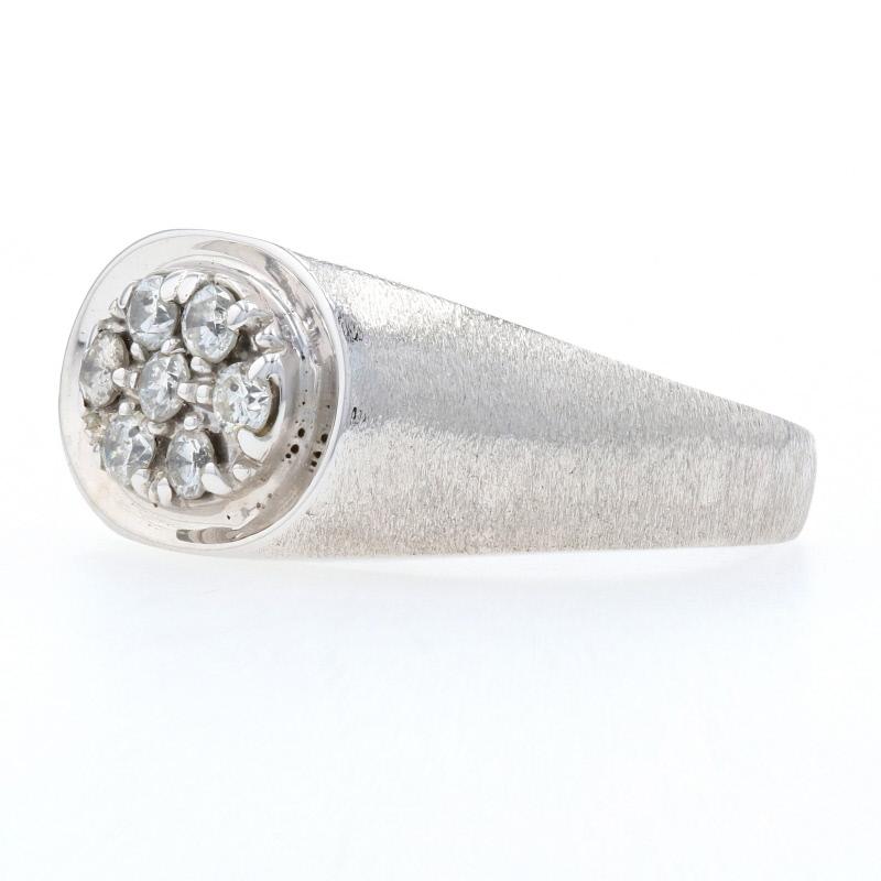 This ring is a size 10, but it can be re-sized up 2 sizes for a $35 fee or down 2 sizes for a $30 fee. Once a ring is re-sized, we guarantee the work but we are unable to offer a refund on the sizing. Please contact for additional sizing options.
 
