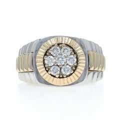 White Gold Diamond Men's Ring - 14k Round Brilliant .50ctw Cluster