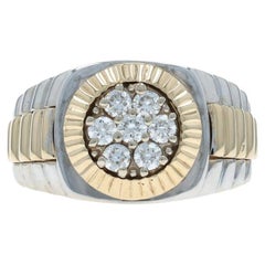 White Gold Diamond Men
s Ring - 14k Round Brilliant .50ctw Cluster