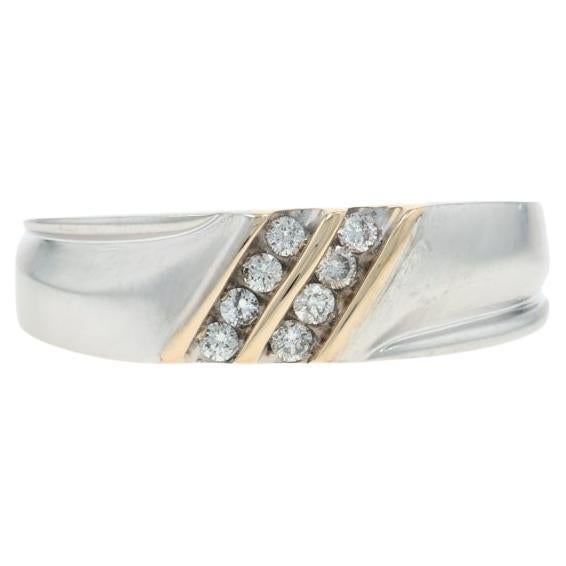 Weißgold Diamant Männer Hochzeit Band - 10k Runde Brillant .16ctw Ring