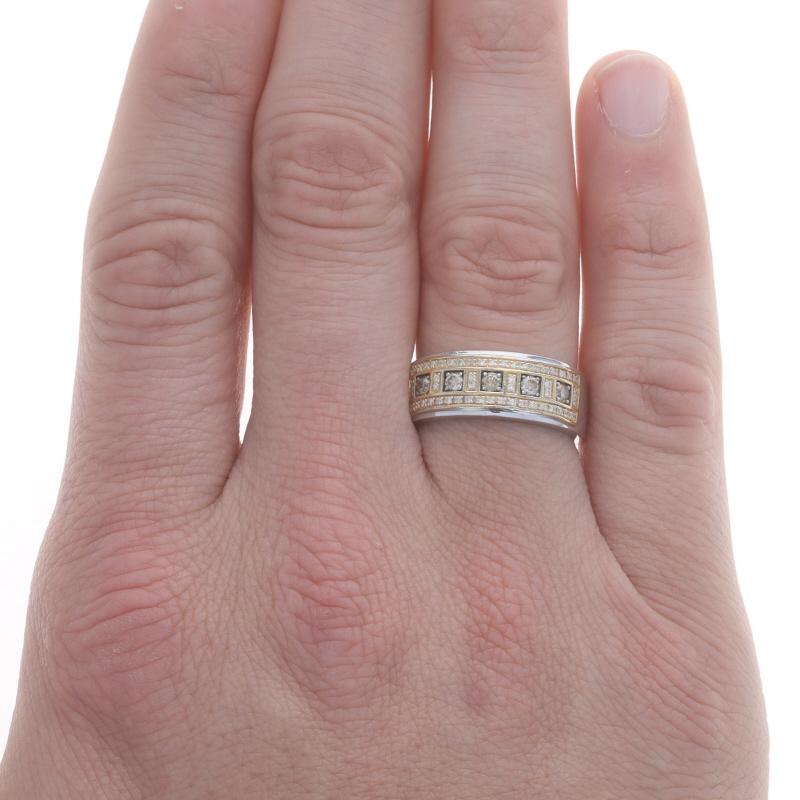 Round Cut White Gold Diamond Men's Wedding Band 10k Round Brilliant .54ctw Five-Stone Ring