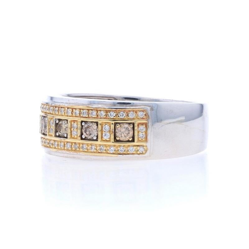 White Gold Diamond Men's Wedding Band 10k Round Brilliant .54ctw Five-Stone Ring In Excellent Condition In Greensboro, NC