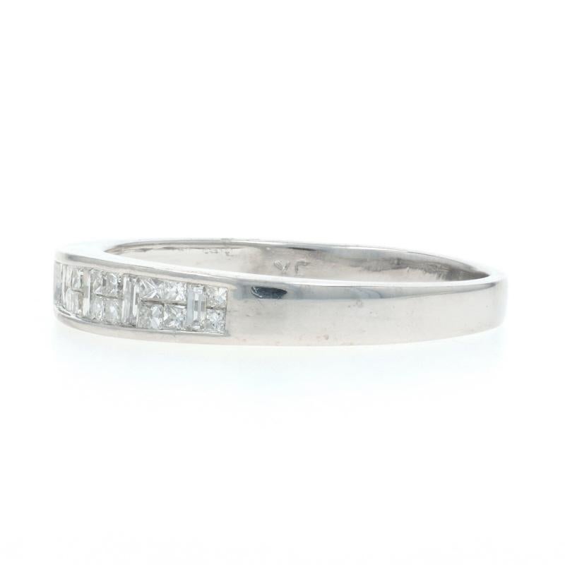 Weißgold Diamant Männer Hochzeit Band 14k Baguette & Prinzessin .50ctw Ring (Baguetteschliff) im Angebot